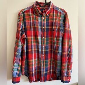 POLO RALPH LAUREN -Boy's Plaid Cotton Oxford Shirt. Size large